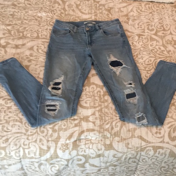 refuge Denim - Charlotte Russe Destroyed Skinny Jeans